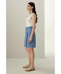 Lilysilk Women's Silk Linen Belted Shorts