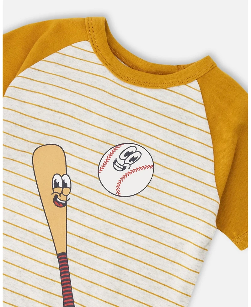 Deux par Deux Little Boys Cotton Two-Piece Pyjama Set Baseball Print