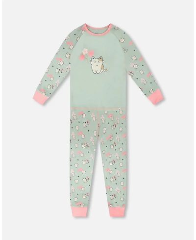 Deux par Deux Little Girls Cotton Two-Piece Pyjama Set Kitten Print