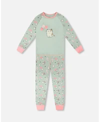 Deux par Deux Little Girls Cotton Two-Piece Pyjama Set Kitten Print