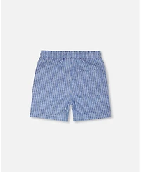 Deux par Deux Little Boys Printed Chambray Shorts Denim Stripes