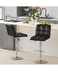 Gouun Adjustable Height Swivel Bar Stool Set of 2 with Pu Leather Seat and Heavy-Duty Metal Base