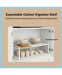 Yigii Expandable Stackable Cabinet Shelf Organizer Anti-slip Kitchen Pantry Closet Shoe Storage Adjustable