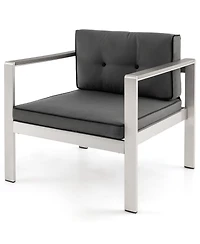 Gymax Patio Aluminum Armchair Contemporary Sofa Chair w/ Wpc Armrests