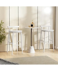 Gymax Bar Height Stools Set of 2 Bar Chair w/ Acacia Wood Frame Supporting Legs