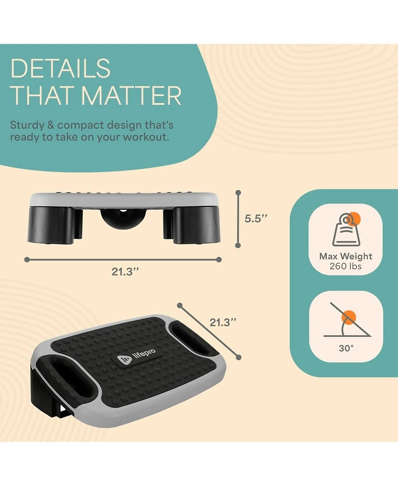 Lifepro 4-in-1 Aerobic Balance Board & Step Platform - Adjustable Non-Slip Slant Board & Stepper for Home Workouts