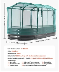Sugift Galvanized Raised Garden Bed 6 x 3 x 1 ft with Self Watering System and Mesh Cover