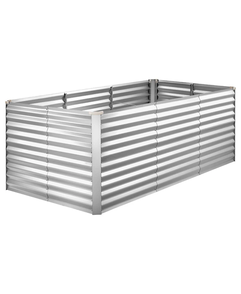 Sugift Galvanized Raised Garden Bed 8 x 4 x 3 ft Rectangular Elevated Planter Box for Vegetables