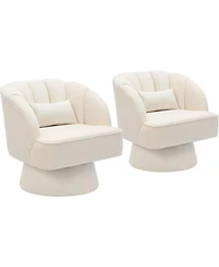 gaomon Swivel Barrel Accent Chairs Set of 2, 360° Striped Back Lounge Chairs