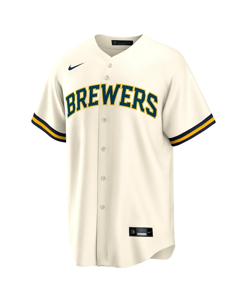 Nike Men's Sal Frelick Cream Milwaukee Brewers Home Replica Player Jersey