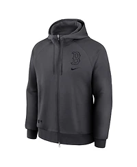 Nike Men's Anthracite Boston Red Sox Authentic Collection Player Raglan Dri-fit Full-Zip Hoodie