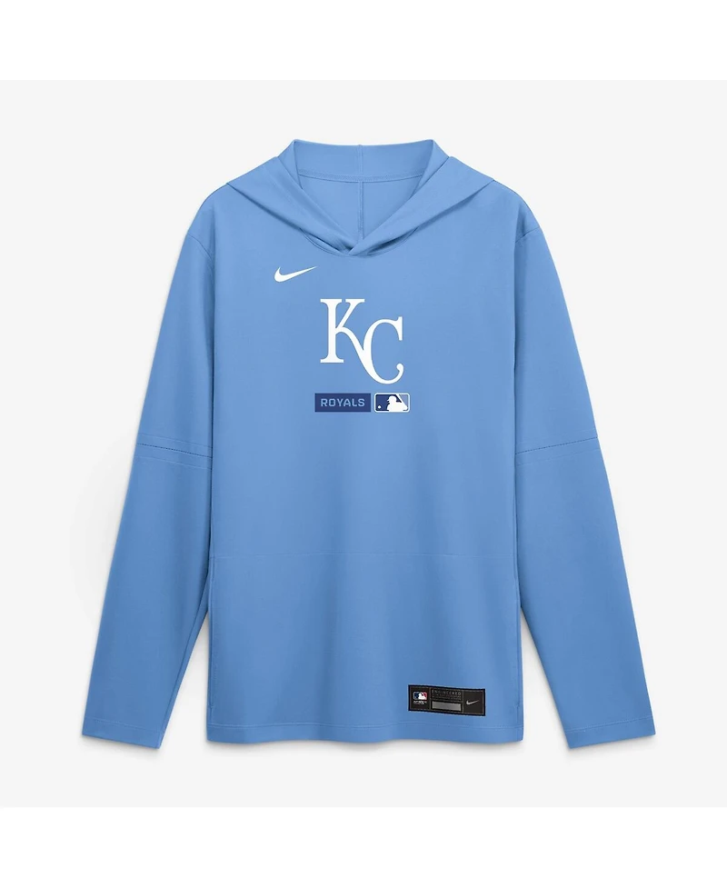 Nike Men's Light Blue Kansas City Royals Authentic Collection Dri-fit Long Sleeve Hoodie