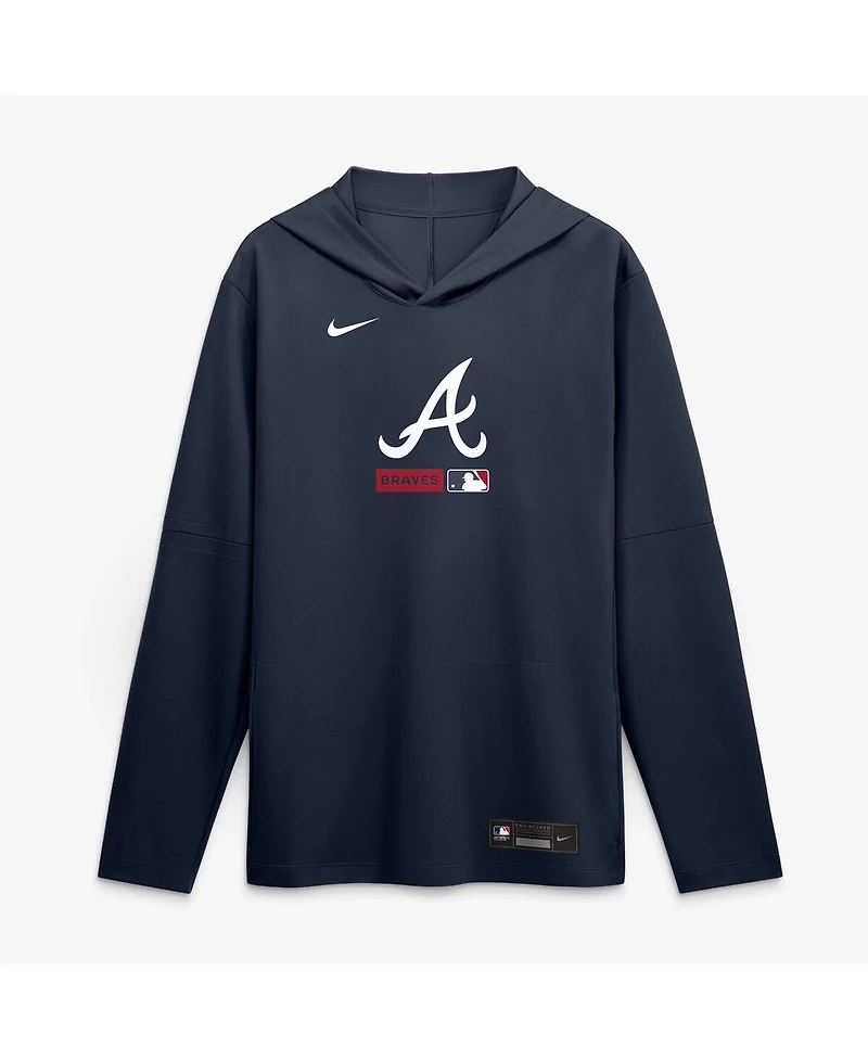 Nike Men's Navy Atlanta Braves Authentic Collection Dri-fit Long Sleeve Hoodie
