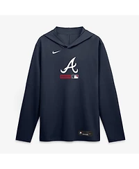 Nike Men's Navy Atlanta Braves Authentic Collection Dri-fit Long Sleeve Hoodie