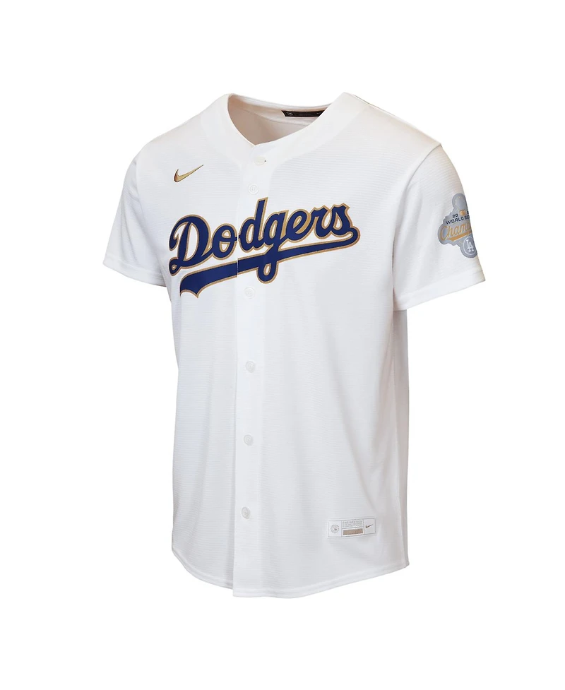 Nike Big Boys and Girls White Los Angeles Dodgers 2026 Gold Collection Home Replica Jersey