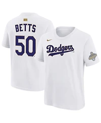 Nike Big Boys and Girls Mookie Betts White Los Angeles Dodgers 2026 Gold Collection Name Number T-Shirt