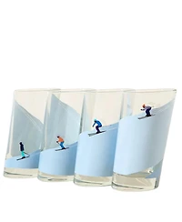 Uncommon Goods Sloping Ski Glasses, Set of 4