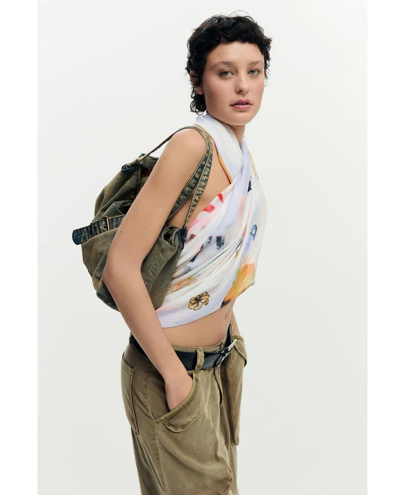 Desigual Women's Rectangular foulard charms