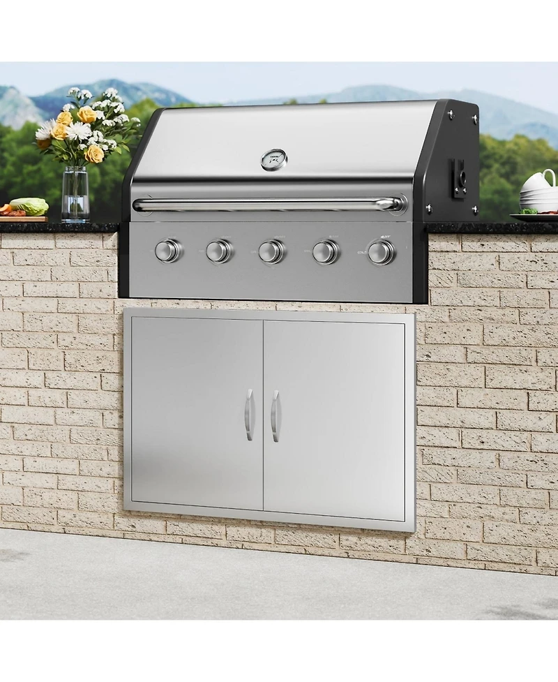 Sugift Double Stainless Steel Bbq Access Door 39W x 26H in for Bbq Island Grilling