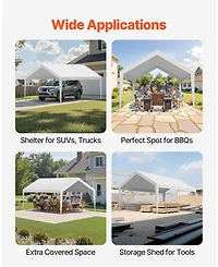 Sugift 12 x 20 ft Waterproof Carport Replacement Canopy Cover Car Shelter Tarp Frame Not Included