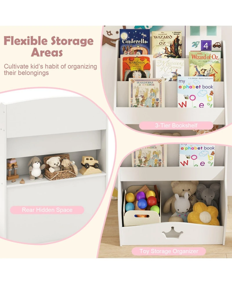 Gouun 4-Tier Kids Bookshelf with Shelves and Compartment for Toddlers