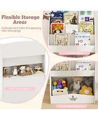 Gouun 4-Tier Kids Bookshelf with Shelves and Compartment for Toddlers