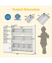 Gouun Kids Toy Storage Bookshelf with Open Shelves and Single-Door Cabinet