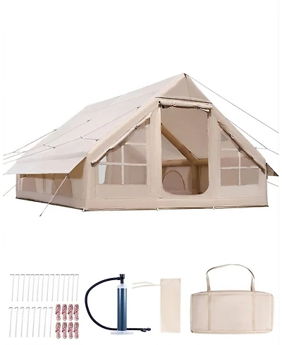 Skonyon Inflatable Camping Tent for 5-8 Person Easy Setup with Pump and Mesh Windows