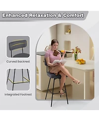 Gouun 29 in Swivel Upholstered Counter Height Bar Stools Set of 2 with Metal Legs