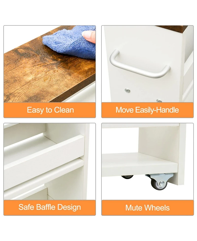 Gnuadz 4-Tier Slim Slide-Out Rolling Storage Cart for Narrow Spaces