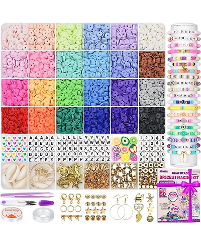 Gnuadz 6000 Clay Beads Bracelet Making Kit Preppy Friendship Polymer Charms Crafts Gifts Ages 6-12 Classic