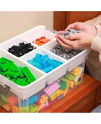 Gnuadz 17Qt Plastic Storage Box Removable Tray Craft Organizer Clear Container Bead Tool Sewing Playdoh