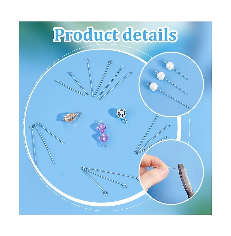 Gnuadz 560pcs 8 Styles Eye Pins Ball Pin Findings Open For Earring Bracelet Pendant Making