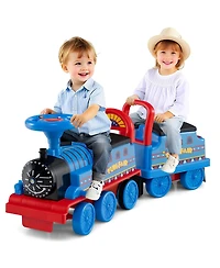Slickblue Kids Ride On Train 6V 2 Seater Carriage Led Lights