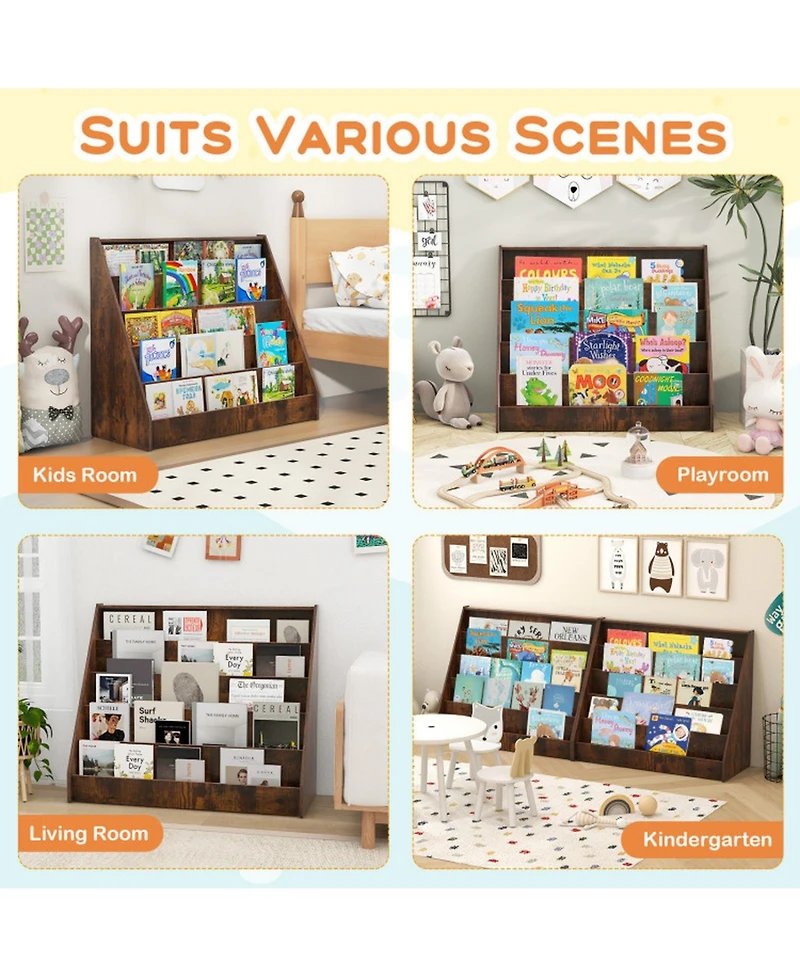 Gouun 5-Tier Front-Facing Kids Bookshelf with Deep Compartments, Montessori Style