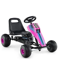 Slickblue 4 Wheel Kids Go Kart Pedal Ride On with Steering and Safe Brake