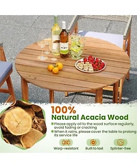Gouun 36 in Round Acacia Wood Outdoor Dining Table for 4 People