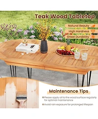 Gouun 71 in Teak Wood Patio Dining Table for 6 with Sturdy Metal Frame