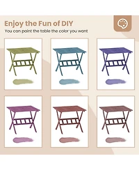 Gouun 36 in Acacia Wood Folding Patio Dining Table with Umbrella Hole