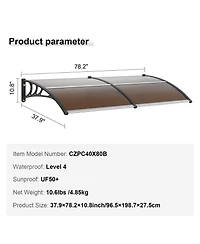 Sugift Window Door Awning Canopy with Uv and Rain Protection for Entry Doors