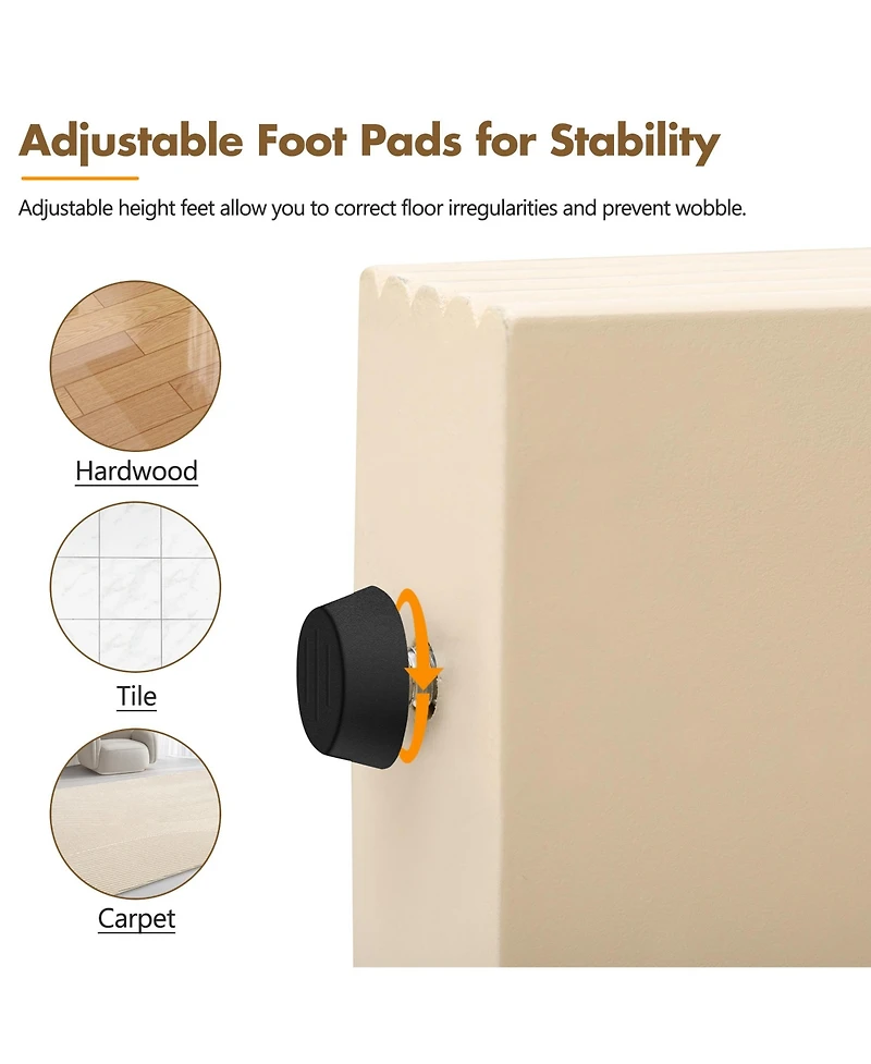 Rainsken 55'' Fluted Console Table, Modern Curved Wood Entryway Table with 2 Storage Drawers and Rounded Silhouette for Living Room, Hallway