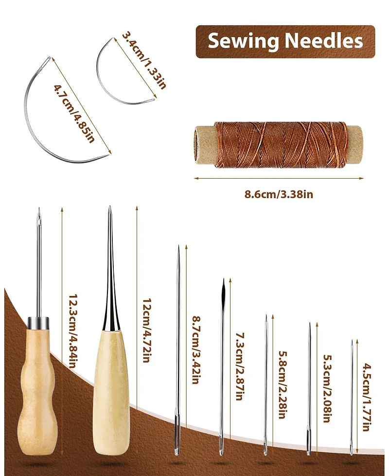 Gnuadz 7-in-1 Leather Working Tools Beginners Kit Waxed Thread Groover Awl Stitching Punch Leathercraft Gifts