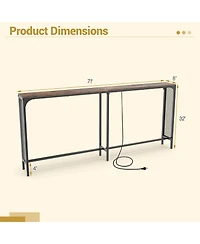 Gouun 71-Inch Narrow Console Table with Power Outlet