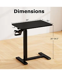 Gouun Mobile Height Adjustable Overbed Table with Cup Holder, 24 x 16 in
