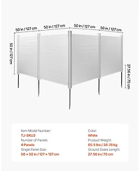 Sugift 4 Panel Outdoor Privacy Screen 50 x 50 in Vinyl Fence for Trash Can and A C