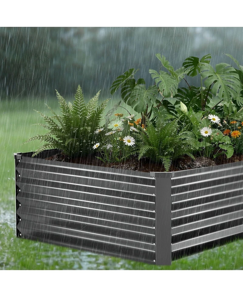 Sugift 2 Pack Raised Garden Beds 6.67 x 3.35 ft Elevated Metal Planter Boxes for Flowers