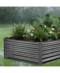 Sugift 2 Pack Raised Garden Beds 6.67 x 3.35 ft Elevated Metal Planter Boxes for Flowers