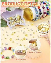 Gnuadz 300pcs Rondelle Spacer Beads Rhinestone Beaded Pens Bracelets Necklaces Craft