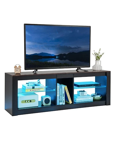 Sugift Modern Tv Stand with Led Light and Adjustable Shelves for TVs up to 65 inch