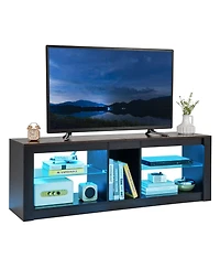 Sugift Modern Tv Stand with Led Light and Adjustable Shelves for TVs up to 65 inch